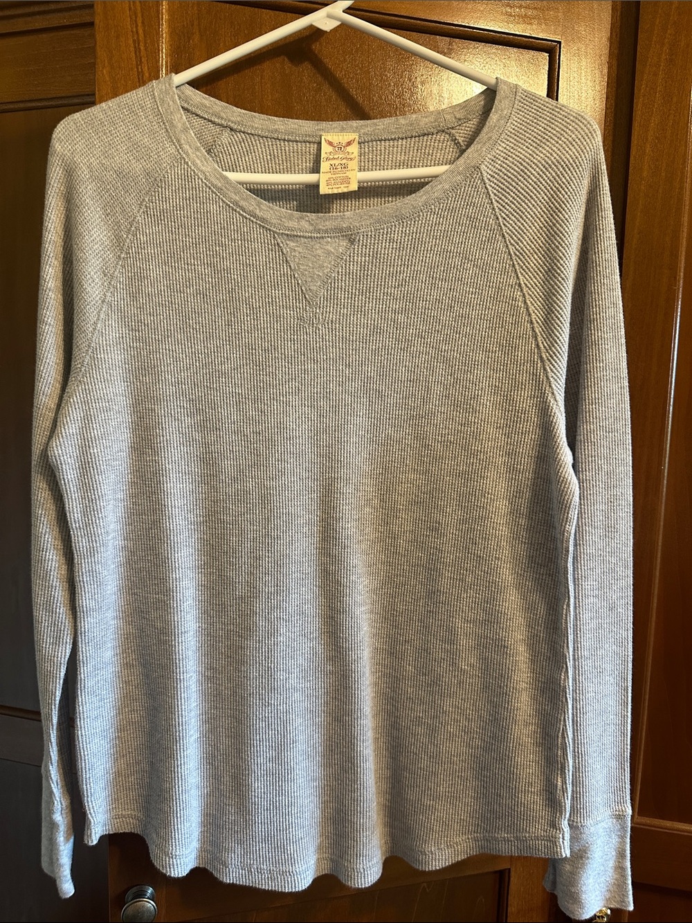 Faded Glory Light Gray Ribbed Long Sleeve Tee